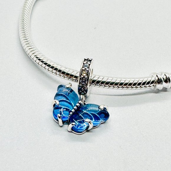 NEW authentic Blue Murano Glass Butterfly Dangle Charm 792698C01 - Picture 2 of 5